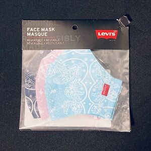 💫 Levi’s Reusable Paisley Fabric Face Masks 3 Pack Blue And Purple